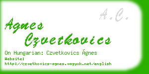 agnes czvetkovics business card